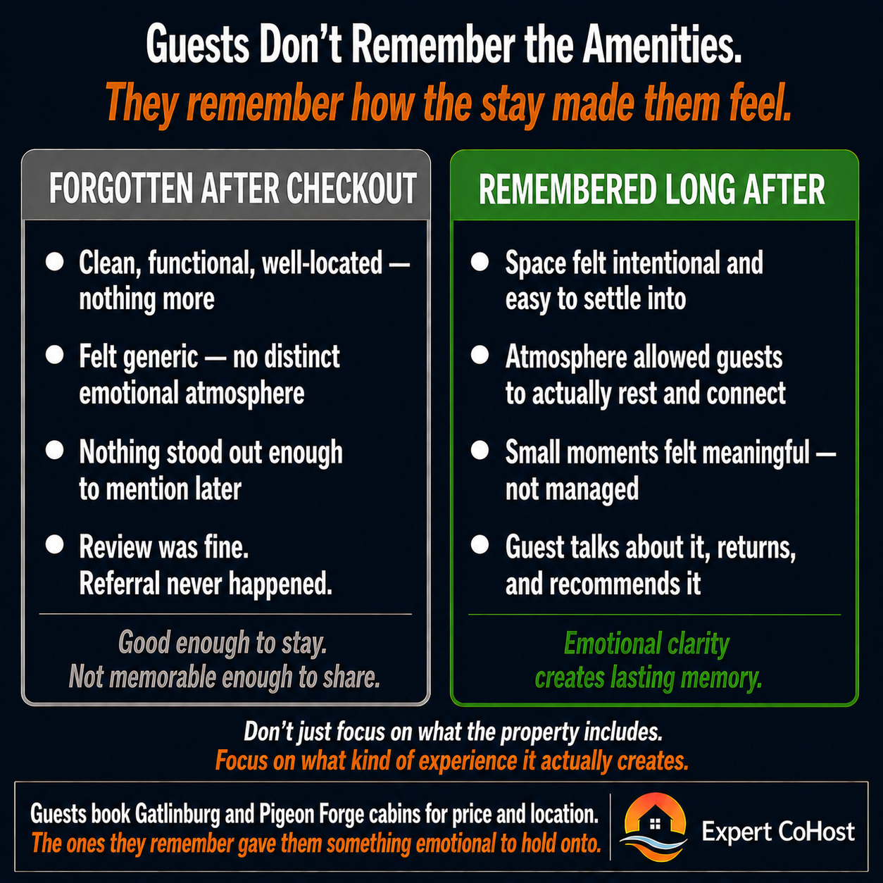 Guests remember Airbnb stays that created an emotional experience — not the ones with the longest amenities list.